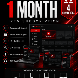 Abonnement IPTV - 1 mois - 4 connexions