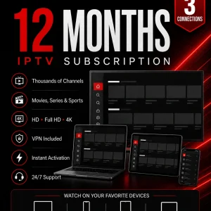 Abonament IPTV – 12 miesięcy – 3 podłączenia