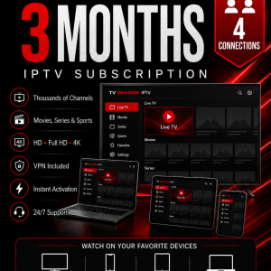 Abonament IPTV – 3 miesiące – 4 podłączenia