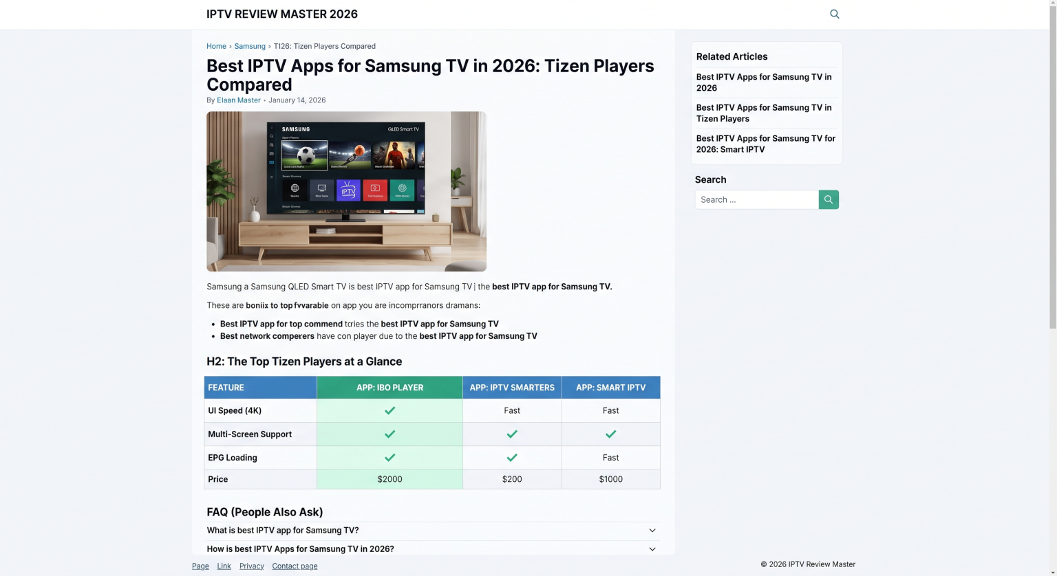 Best IPTV Apps for Samsung TV in 2026 Tizen Players Compared