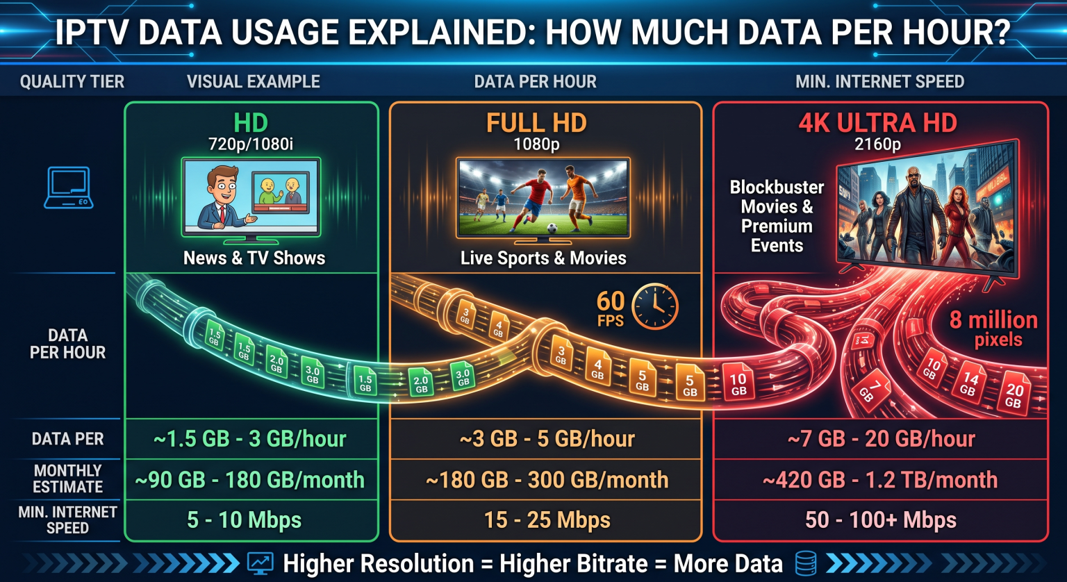How Much Data Does IPTV Use HD, Full HD and 4K Explained