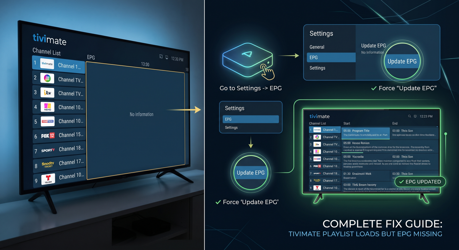 Playlist Loads but EPG Is Missing in TiviMate Complete Fix Guide