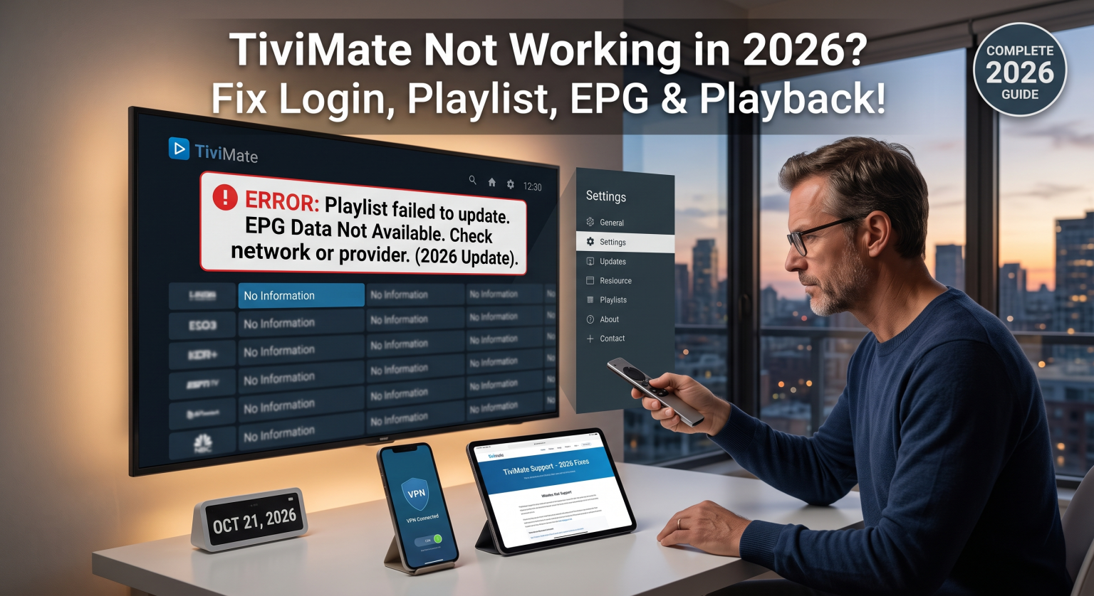 TiviMate Not Working in 2026 Fix Login, Playlist, EPG & Playback Problems